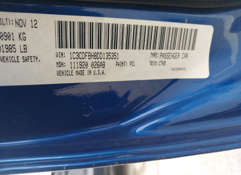 Photo 9 of 2013 Dodge Dart RALLYE (VIN 1C3CDFBH8DD135351)