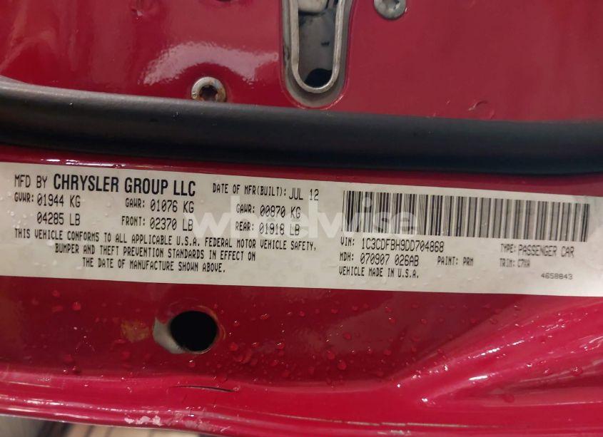 Photo 9 of 2013 Dodge Dart RALLYE (VIN 1C3CDFBH9DD704868)