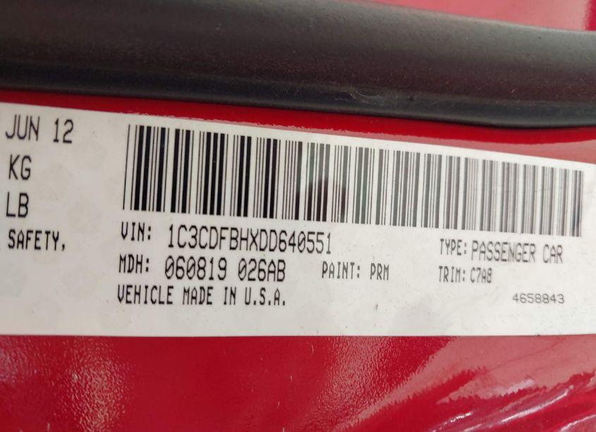 Photo 9 of 2013 Dodge Dart RALLYE (VIN 1C3CDFBHXDD640551)