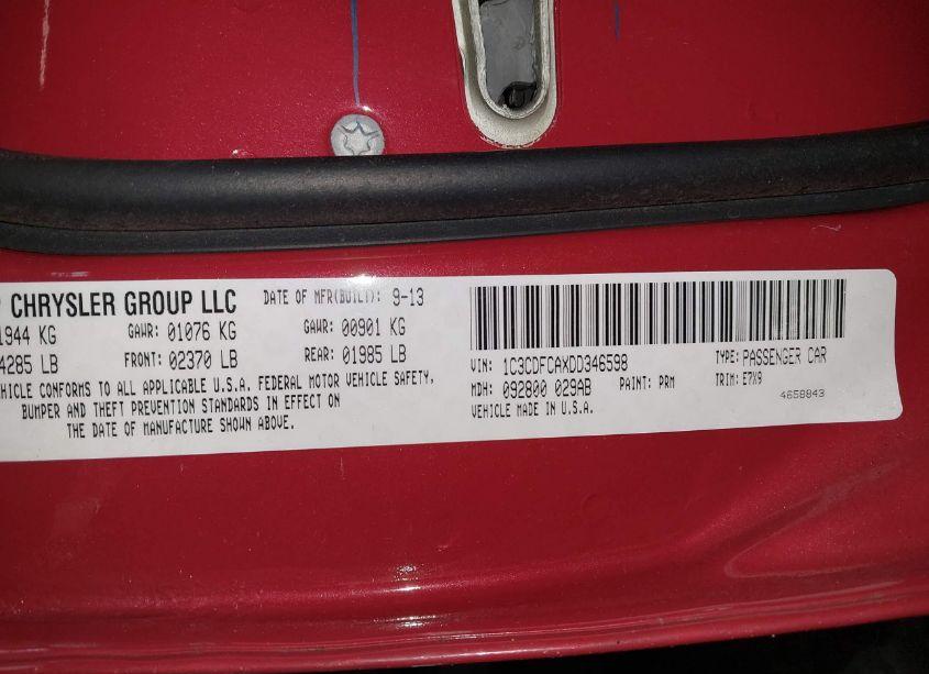 Photo 9 of 2013 Dodge Dart LIMITED (VIN 1C3CDFCAXDD346598)