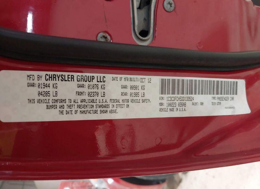 Photo 9 of 2013 Dodge Dart LIMITED (VIN 1C3CDFCH5DD133524)