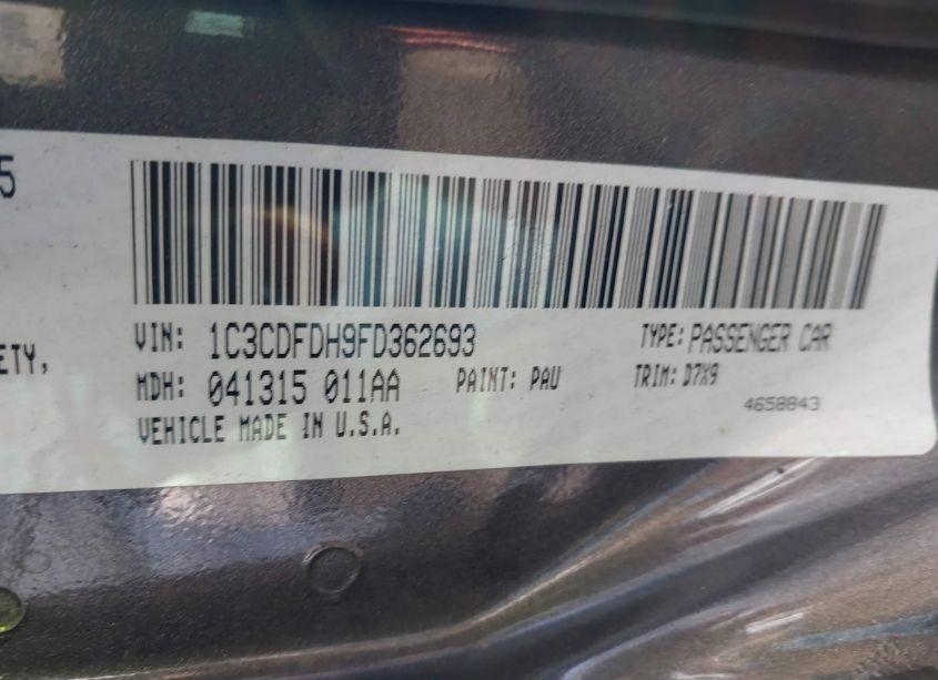 Photo 9 of 2015 Dodge Dart AERO (VIN 1C3CDFDH9FD362693)