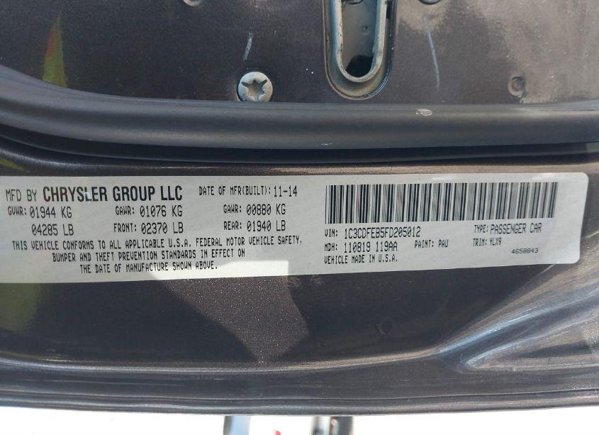 Photo 9 of 2015 Dodge Dart GT (VIN 1C3CDFEB5FD205012)