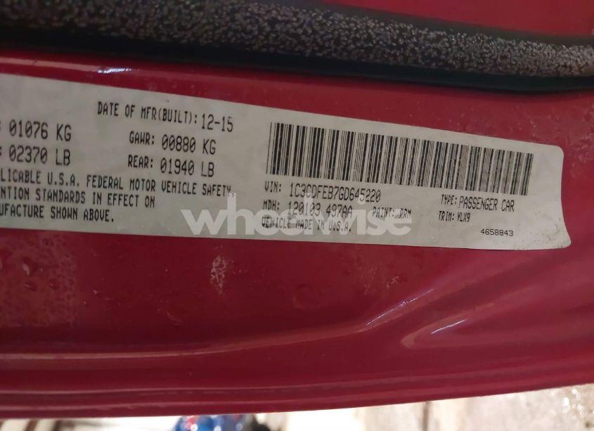 Photo 9 of 2016 Dodge Dart GT (VIN 1C3CDFEB7GD645220)