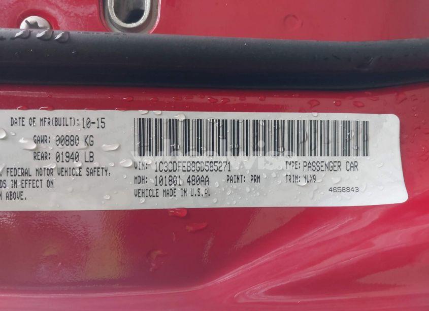 Photo 9 of 2016 Dodge Dart GT (VIN 1C3CDFEB8GD585271)