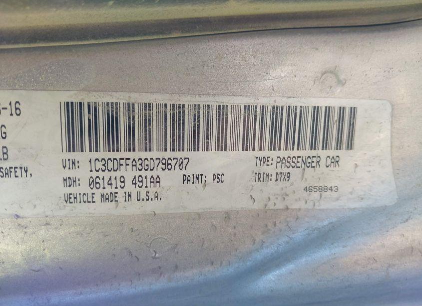 Photo 9 of 2016 Dodge Dart SXT SPORT (VIN 1C3CDFFA3GD796707)