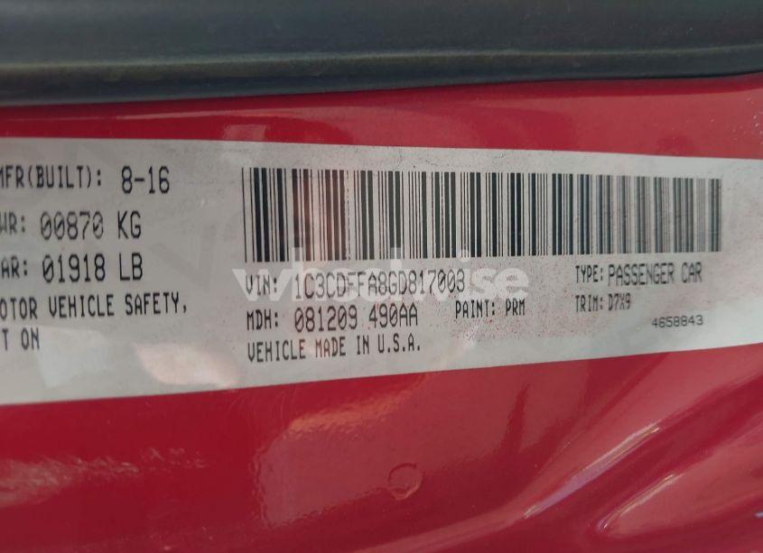 Photo 9 of 2016 Dodge Dart SXT SPORT (VIN 1C3CDFFA8GD817003)