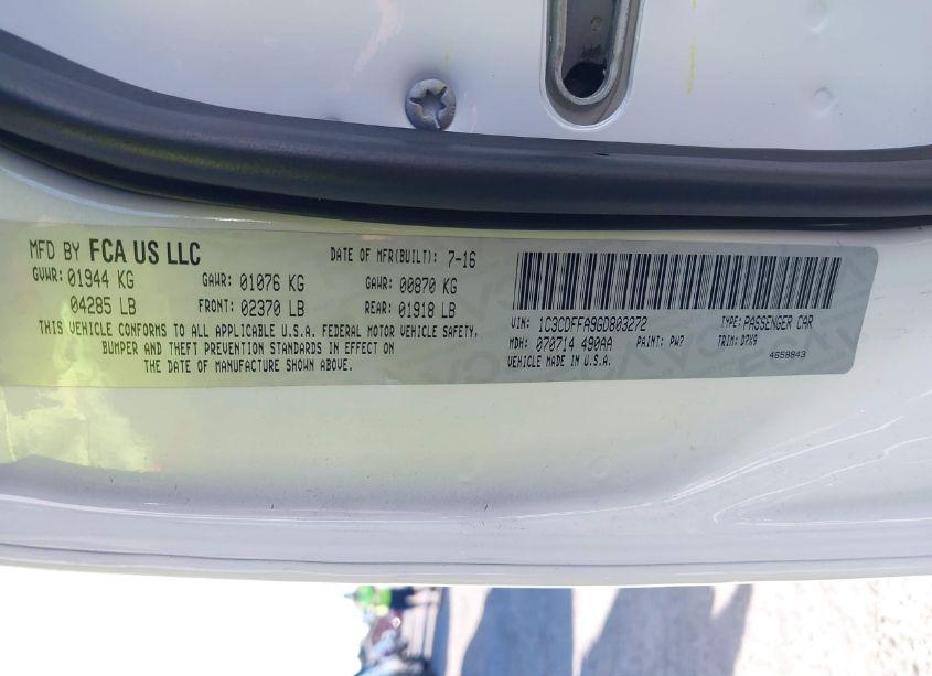 Photo 9 of 2016 Dodge Dart SXT SPORT BLACKTOP (VIN 1C3CDFFA9GD803272)