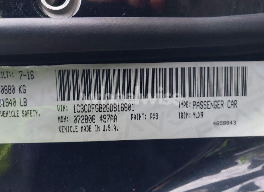 Photo 9 of 2016 Dodge Dart GT SPORT (VIN 1C3CDFGB2GD816601)