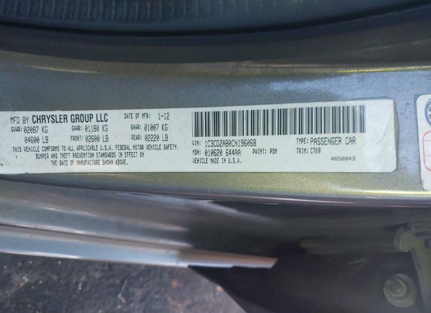 Photo 9 of 2012 Dodge Avenger SE (VIN 1C3CDZAB0CN196068)