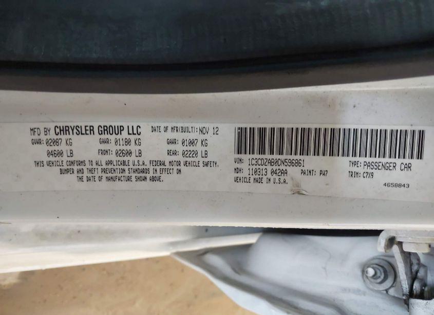 Photo 9 of 2013 Dodge Avenger SE (VIN 1C3CDZAB0DN596861)