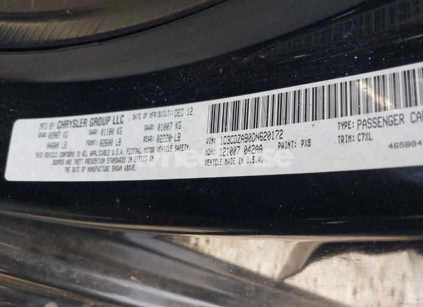 Photo 9 of 2013 Dodge Avenger SE (VIN 1C3CDZAB0DN620172)