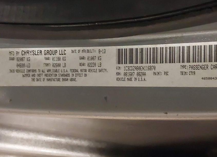 Photo 9 of 2014 Dodge Avenger SE (VIN 1C3CDZAB0EN116870)