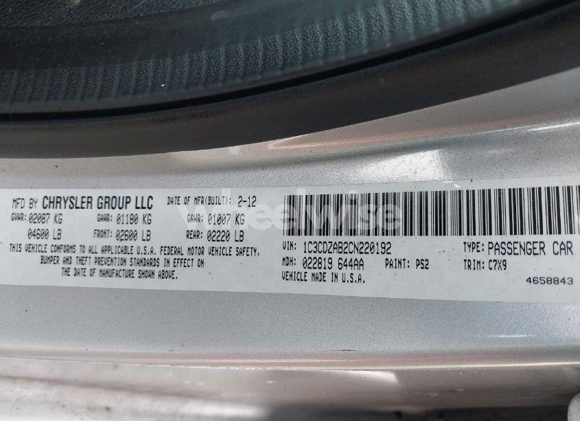 Photo 9 of 2012 Dodge Avenger SE (VIN 1C3CDZAB2CN220192)