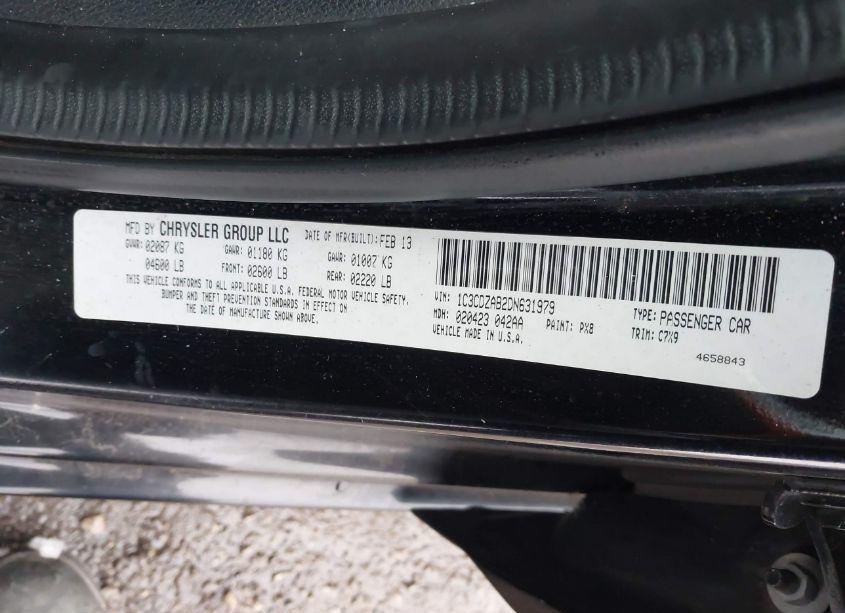 Photo 9 of 2013 Dodge Avenger SE (VIN 1C3CDZAB2DN631979)