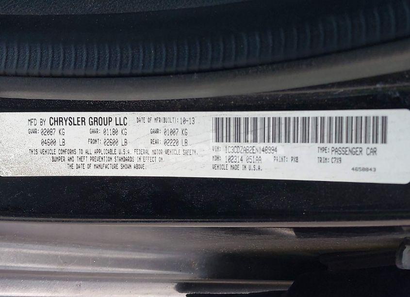 Photo 9 of 2014 Dodge Avenger SE (VIN 1C3CDZAB2EN148994)