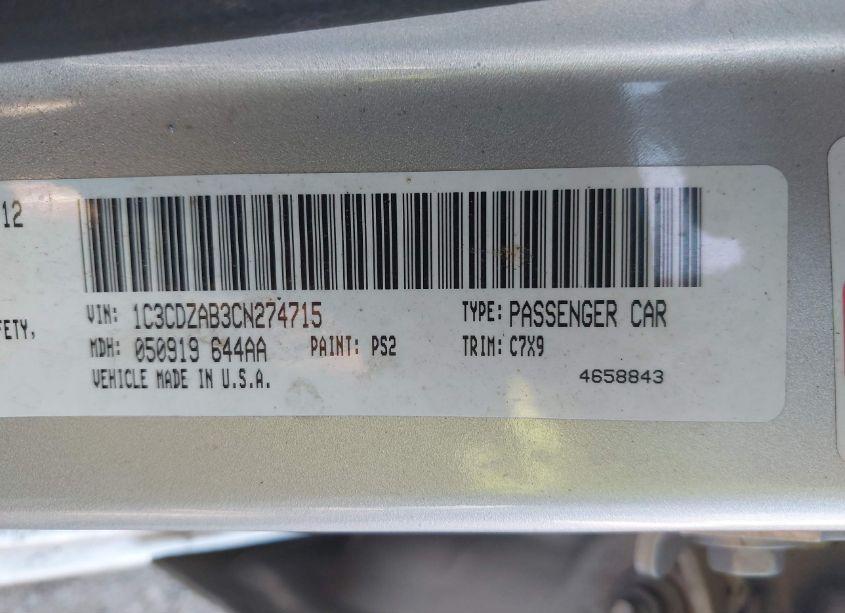 Photo 9 of 2012 Dodge Avenger SE (VIN 1C3CDZAB3CN274715)