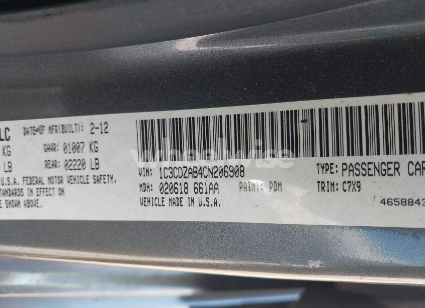 Photo 9 of 2012 Dodge Avenger SE (VIN 1C3CDZAB4CN206908)