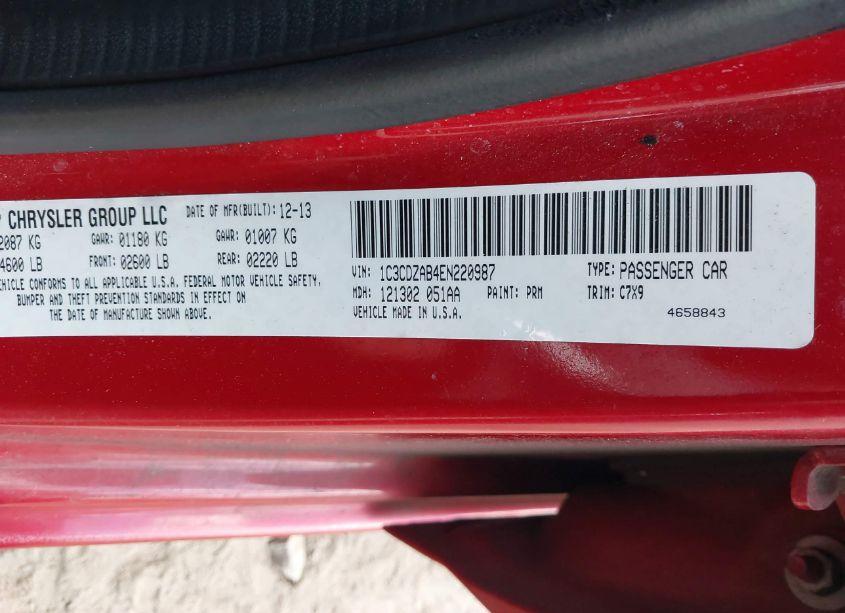 Photo 9 of 2014 Dodge Avenger SE (VIN 1C3CDZAB4EN220987)