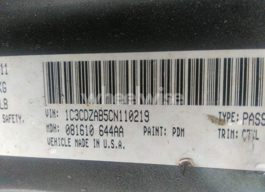 Photo 9 of 2012 Dodge Avenger SE (VIN 1C3CDZAB5CN110219)