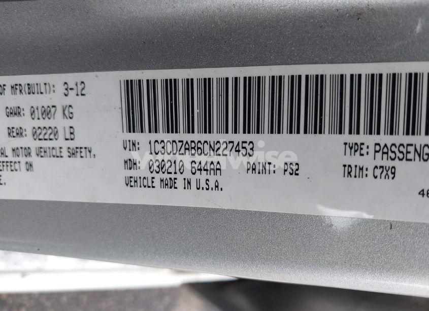 Photo 9 of 2012 Dodge Avenger SE (VIN 1C3CDZAB6CN227453)