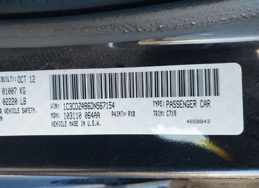 Photo 9 of 2013 Dodge Avenger SE (VIN 1C3CDZAB6DN567154)