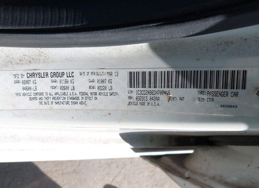 Photo 9 of 2013 Dodge Avenger SE (VIN 1C3CDZAB6DN700415)