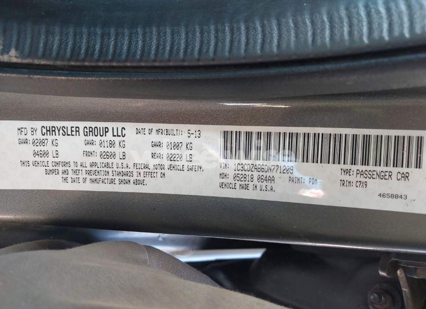 Photo 9 of 2013 Dodge Avenger SE (VIN 1C3CDZAB6DN771209)