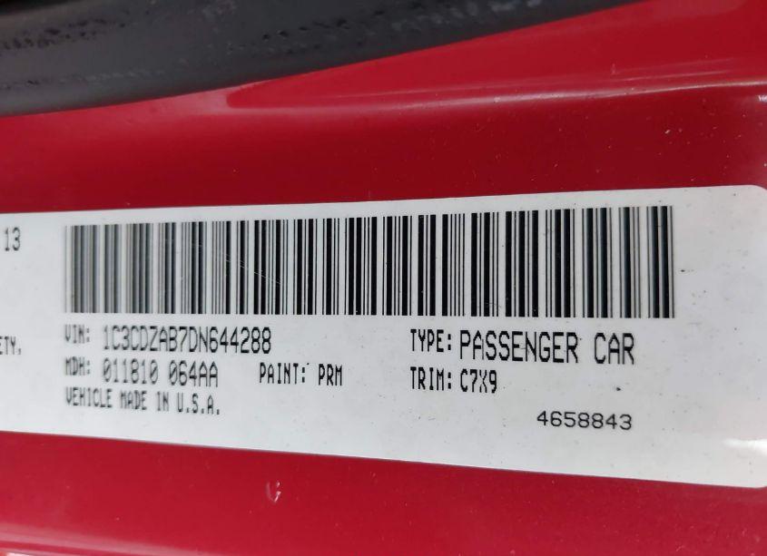 Photo 9 of 2013 Dodge Avenger SE (VIN 1C3CDZAB7DN644288)