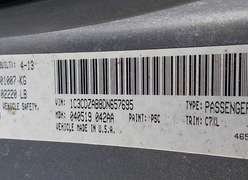 Photo 9 of 2013 Dodge Avenger SE (VIN 1C3CDZAB8DN657695)