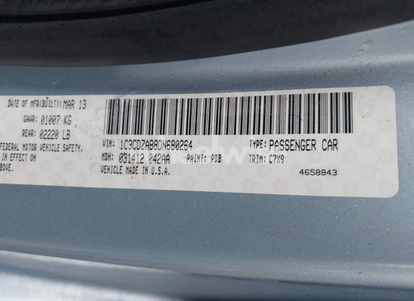 Photo 9 of 2013 Dodge Avenger SE (VIN 1C3CDZAB8DN680264)