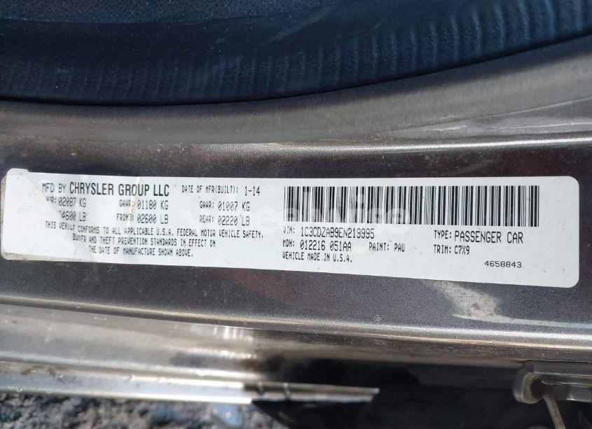 Photo 9 of 2014 Dodge Avenger SE (VIN 1C3CDZAB9EN219995)