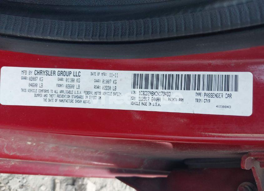 Photo 9 of 2012 Dodge Avenger SE (VIN 1C3CDZABXCN173493)