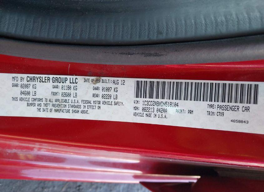 Photo 9 of 2013 Dodge Avenger SE (VIN 1C3CDZABXDN518104)