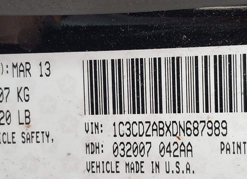 Photo 9 of 2013 Dodge Avenger SE (VIN 1C3CDZABXDN687989)