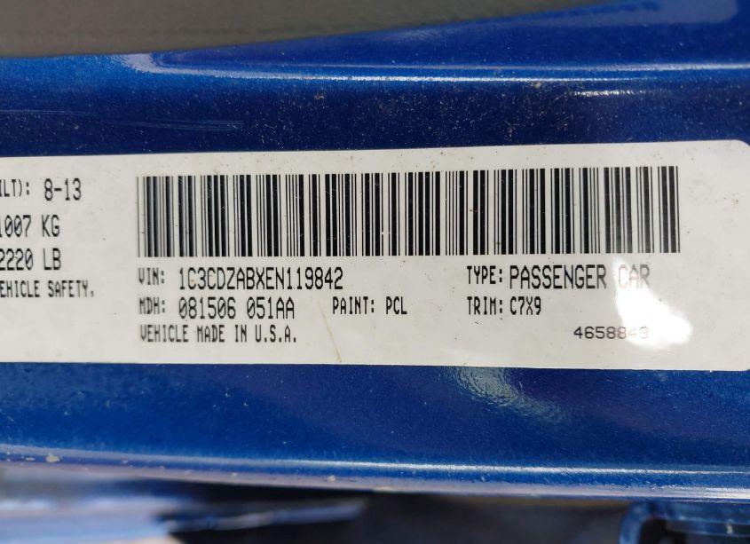 Photo 9 of 2014 Dodge Avenger SE (VIN 1C3CDZABXEN119842)