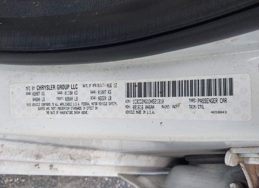 Photo 9 of 2013 Dodge Avenger SE (VIN 1C3CDZAG1DN521310)