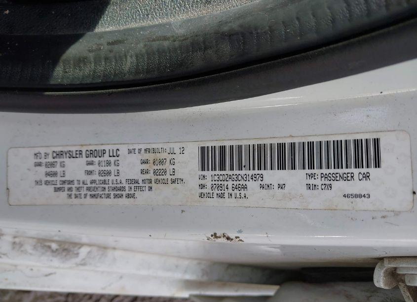 Photo 9 of 2012 Dodge Avenger SE (VIN 1C3CDZAG3CN314979)