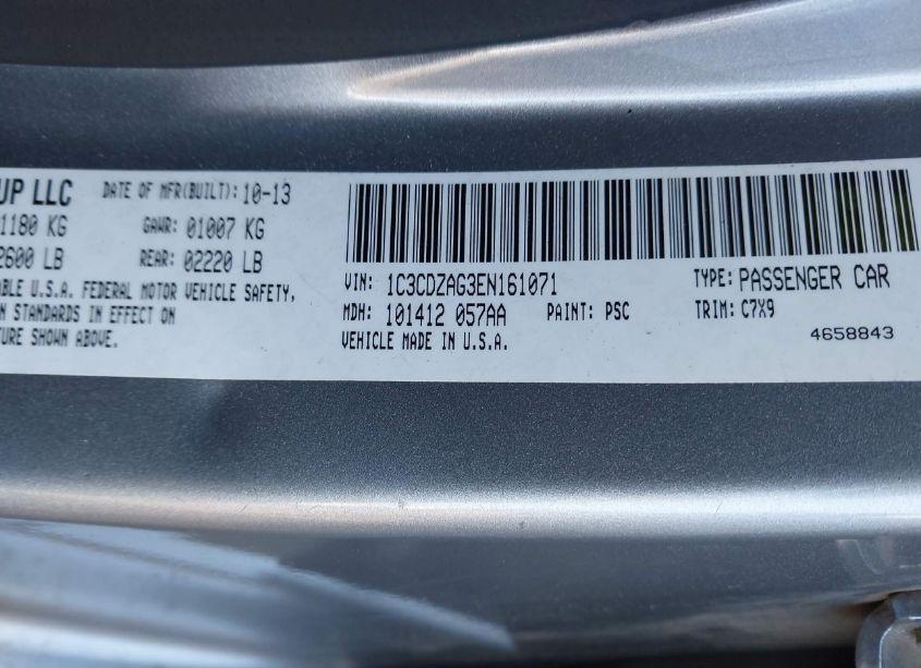 Photo 9 of 2014 Dodge Avenger SE (VIN 1C3CDZAG3EN161071)