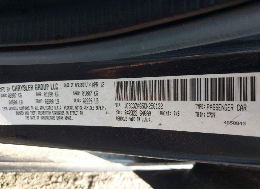 Photo 9 of 2012 Dodge Avenger SE (VIN 1C3CDZAG5CN256132)