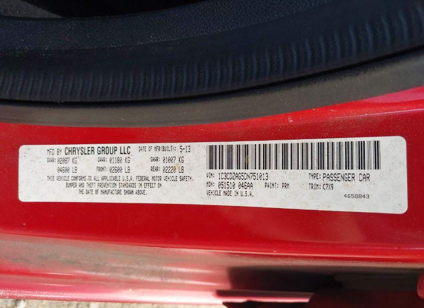 Photo 9 of 2013 Dodge Avenger SE V6 (VIN 1C3CDZAG5DN751013)