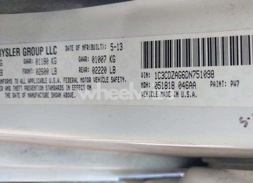 Photo 9 of 2013 Dodge Avenger SE V6 (VIN 1C3CDZAG6DN751098)