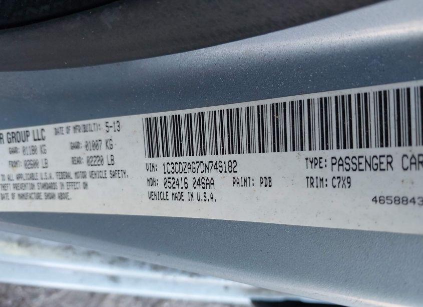 Photo 9 of 2013 Dodge Avenger SE V6 (VIN 1C3CDZAG7DN749182)