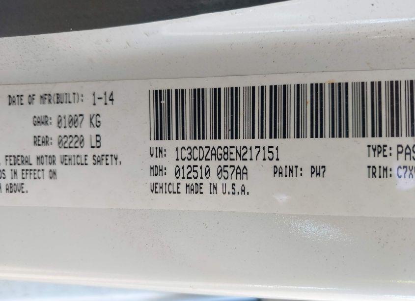 Photo 9 of 2014 Dodge Avenger SE (VIN 1C3CDZAG8EN217151)