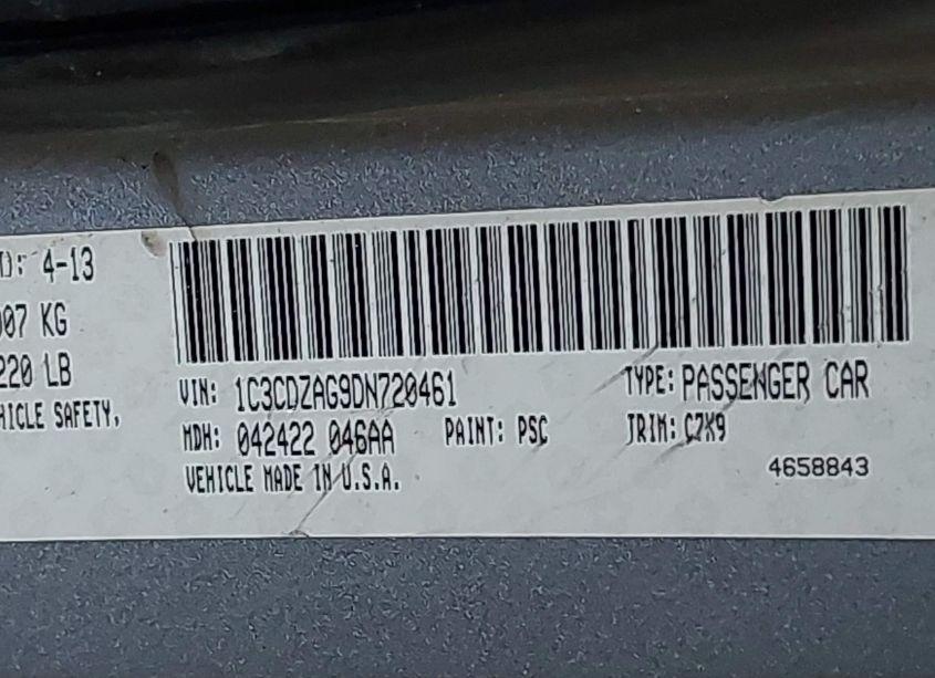 Photo 9 of 2013 Dodge Avenger SE V6 (VIN 1C3CDZAG9DN720461)