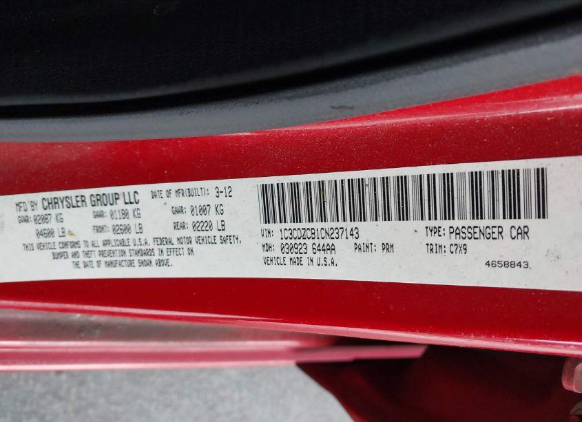 Photo 9 of 2012 Dodge Avenger SXT (VIN 1C3CDZCB1CN237143)