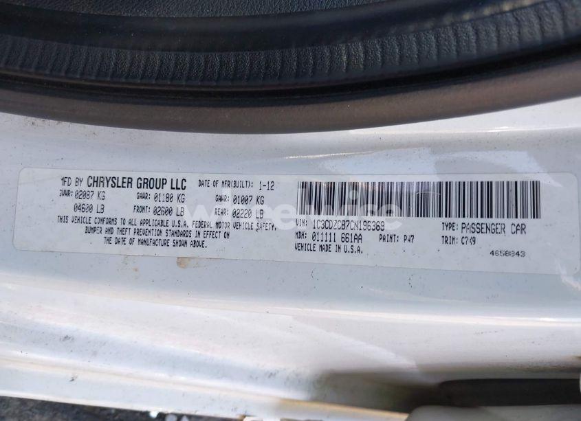 Photo 9 of 2012 Dodge Avenger SXT (VIN 1C3CDZCB7CN196369)