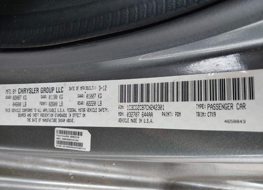 Photo 9 of 2012 Dodge Avenger SXT (VIN 1C3CDZCB7CN242301)