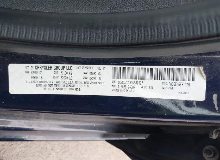 Photo 9 of 2013 Dodge Avenger SXT (VIN 1C3CDZCG8DN581307)