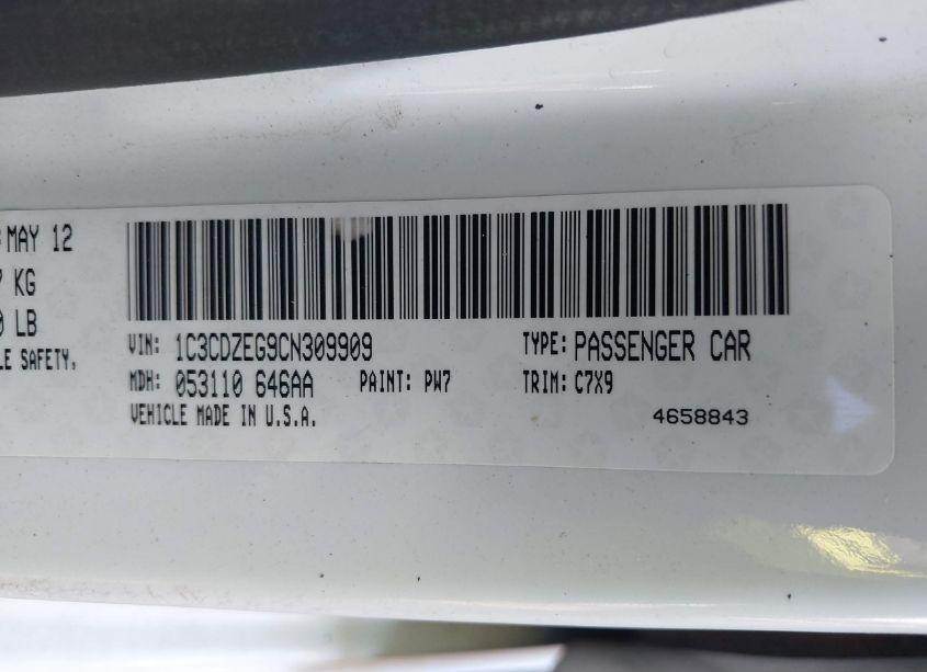 Photo 9 of 2012 Dodge Avenger SXT PLUS (VIN 1C3CDZEG9CN309909)